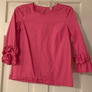 Pink J Crew ruffle top